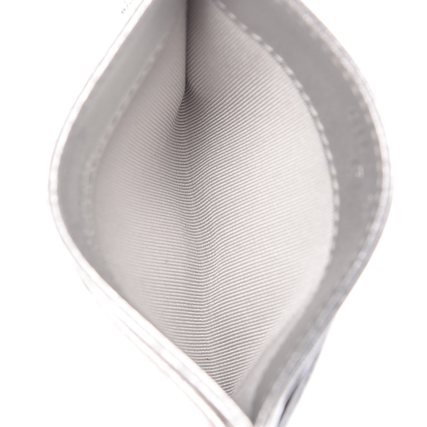 Metallic Lambskin Quilted CC Card Holder Silver