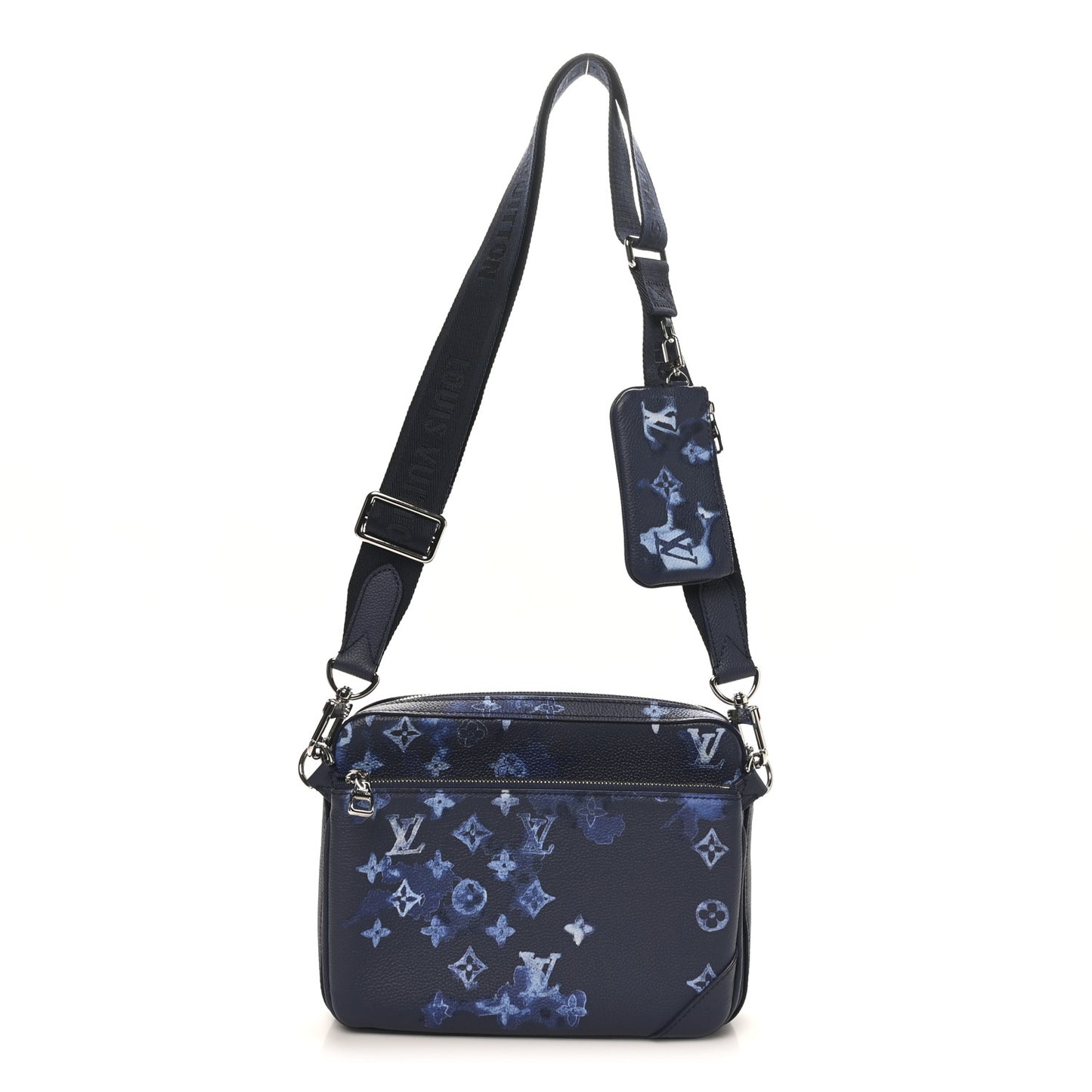 Monogram Ink Watercolor Trio Messenger Bag Blue