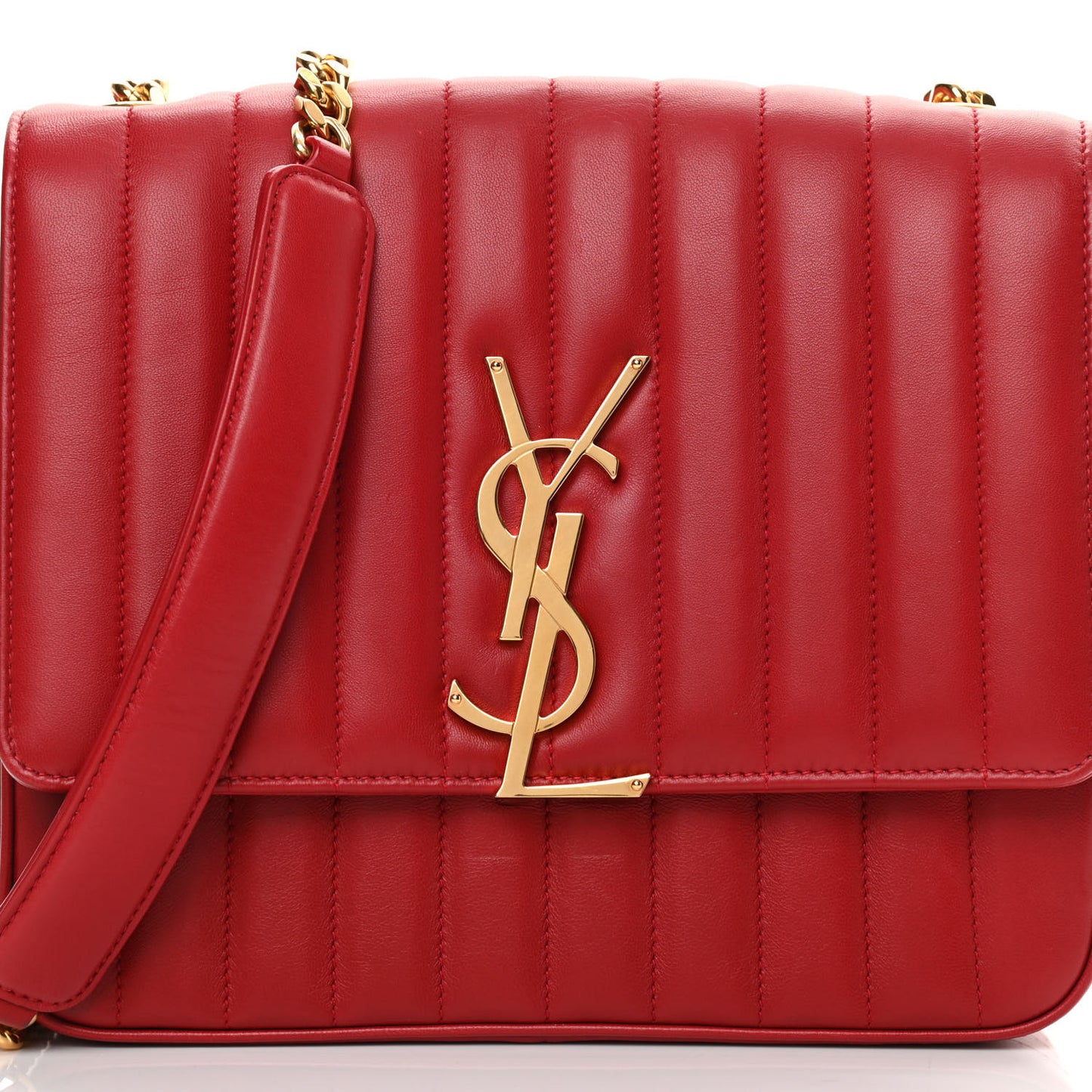 Lambskin Matelasse Monogram Large Vicky Chain Bag Rouge Eros