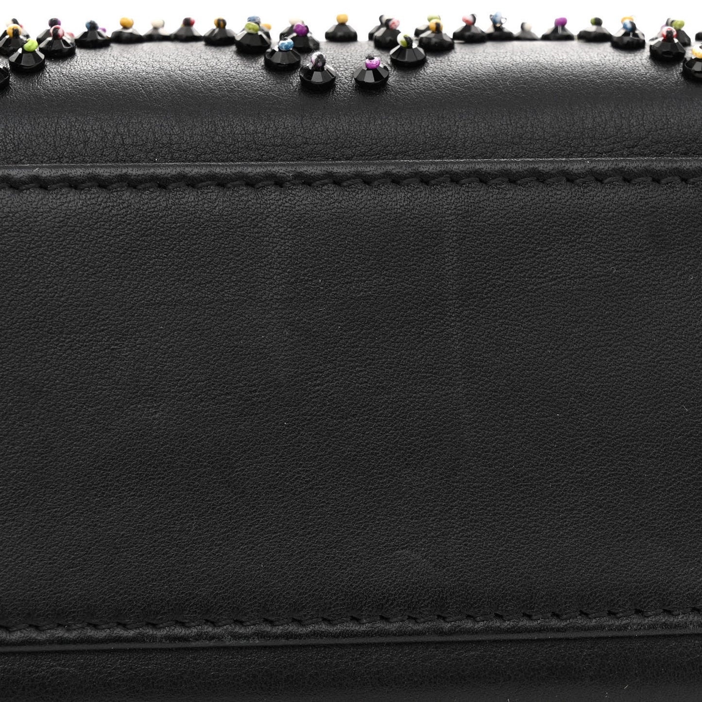 Lambskin Cannage Beaded Embroidery Mini Lady Dior Black