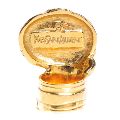Saint Laurent Glass Cabochon Arty Ovale Ring 5 Gold Lapis 3 of 4