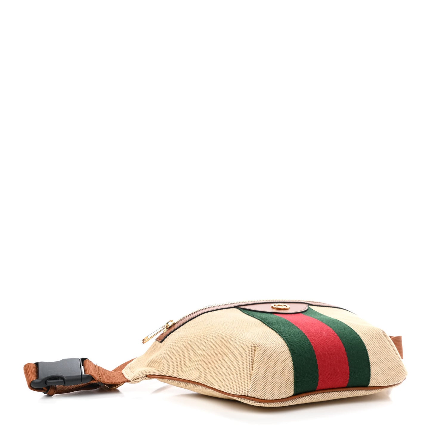 Vintage Canvas Web Belt Bag Sand Cuir