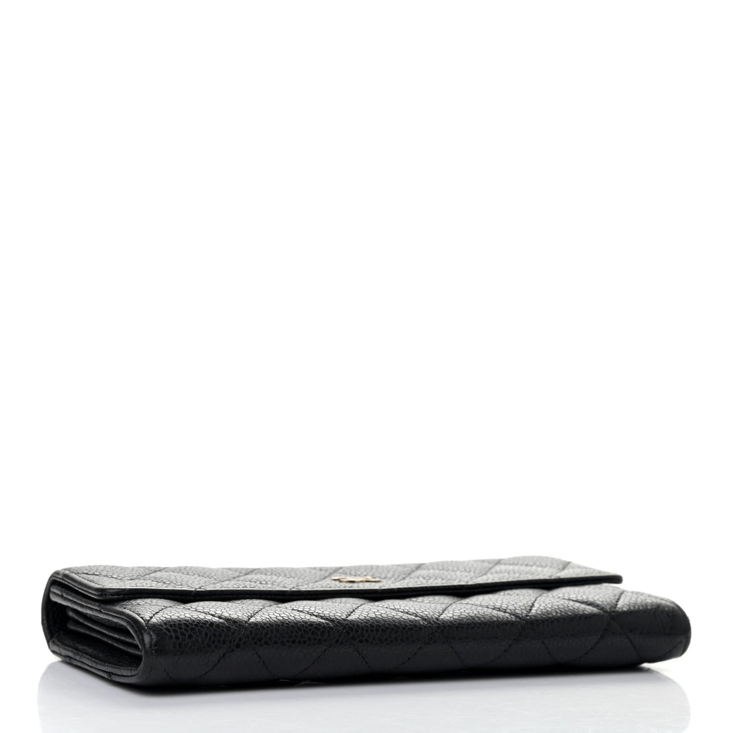 Caviar Quilted Large Gusset Flap Wallet Black