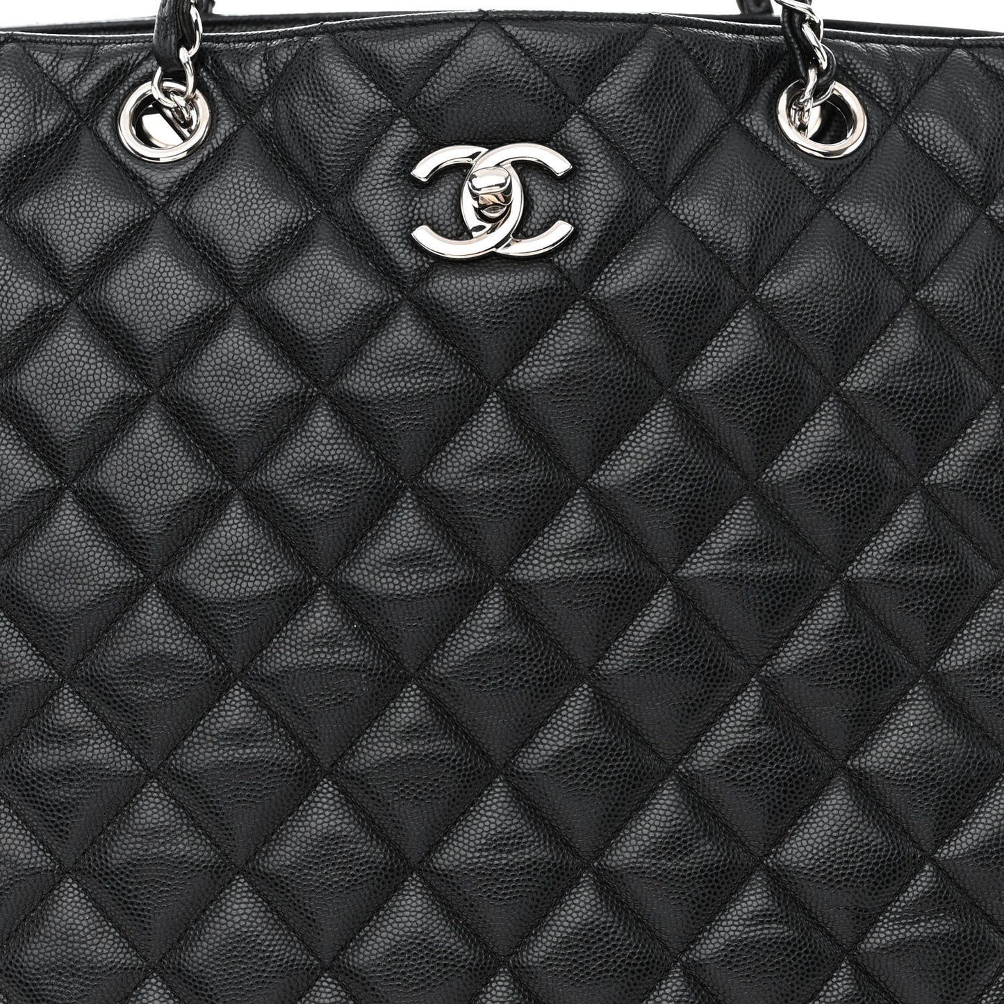 Caviar Quilted Large Shopping Tote Black