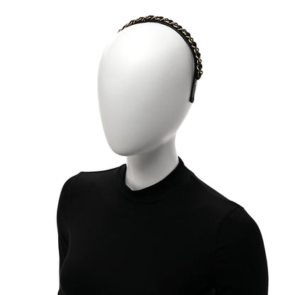 Chanel Metal Lambskin Chain CC Headband Black Gold 2 of 7