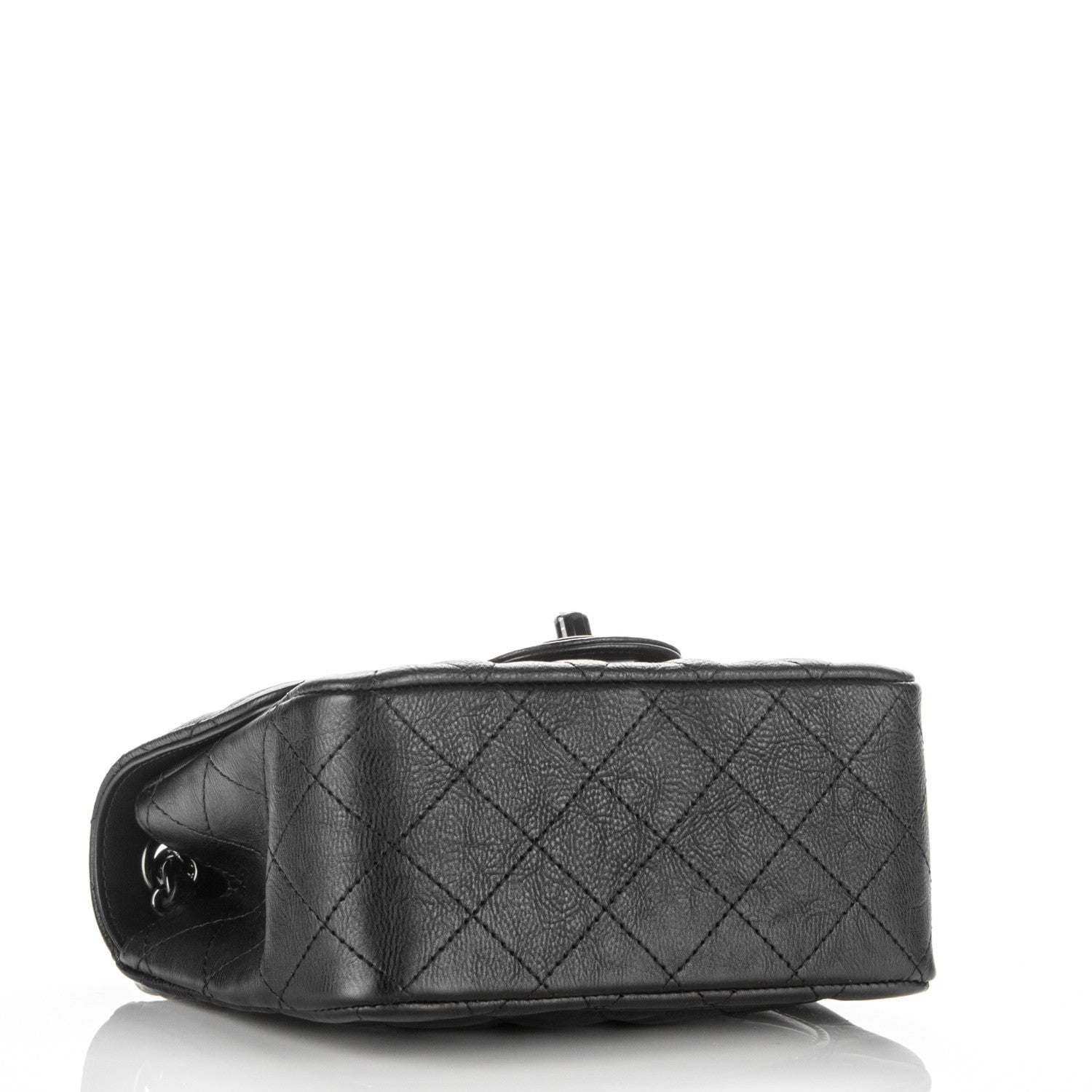 Chanel Crumpled Calfskin Quilted Mini Square Flap So Black 4 of 8