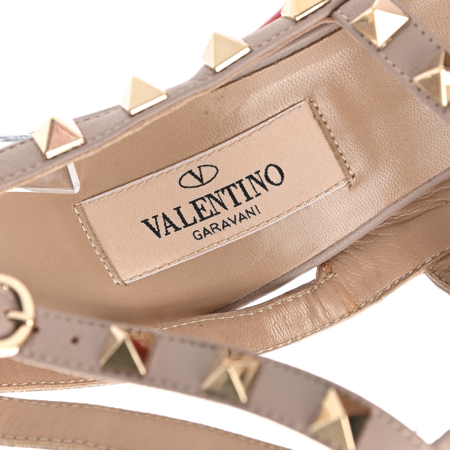 Patent Nappa Rockstud Ankle Strap 100mm Pumps 36.5 Rosso Valentino Poudre