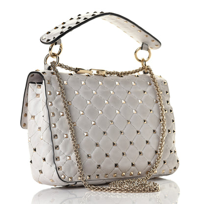 Valentino Garavani Lambskin VLTN Print Medium Rockstud Spike Shoulder Bag Optic White Black 2 of 6