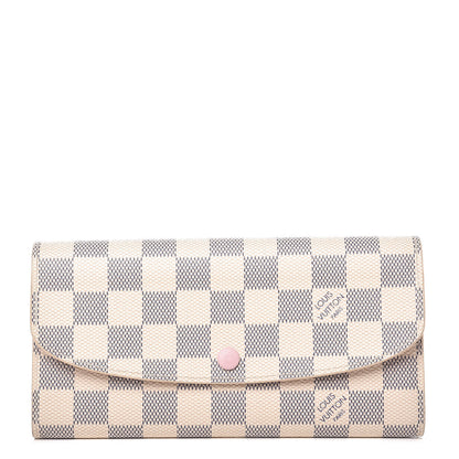Louis Vuitton Damier Azur Emilie Wallet Rose Ballerine 1 of 8
