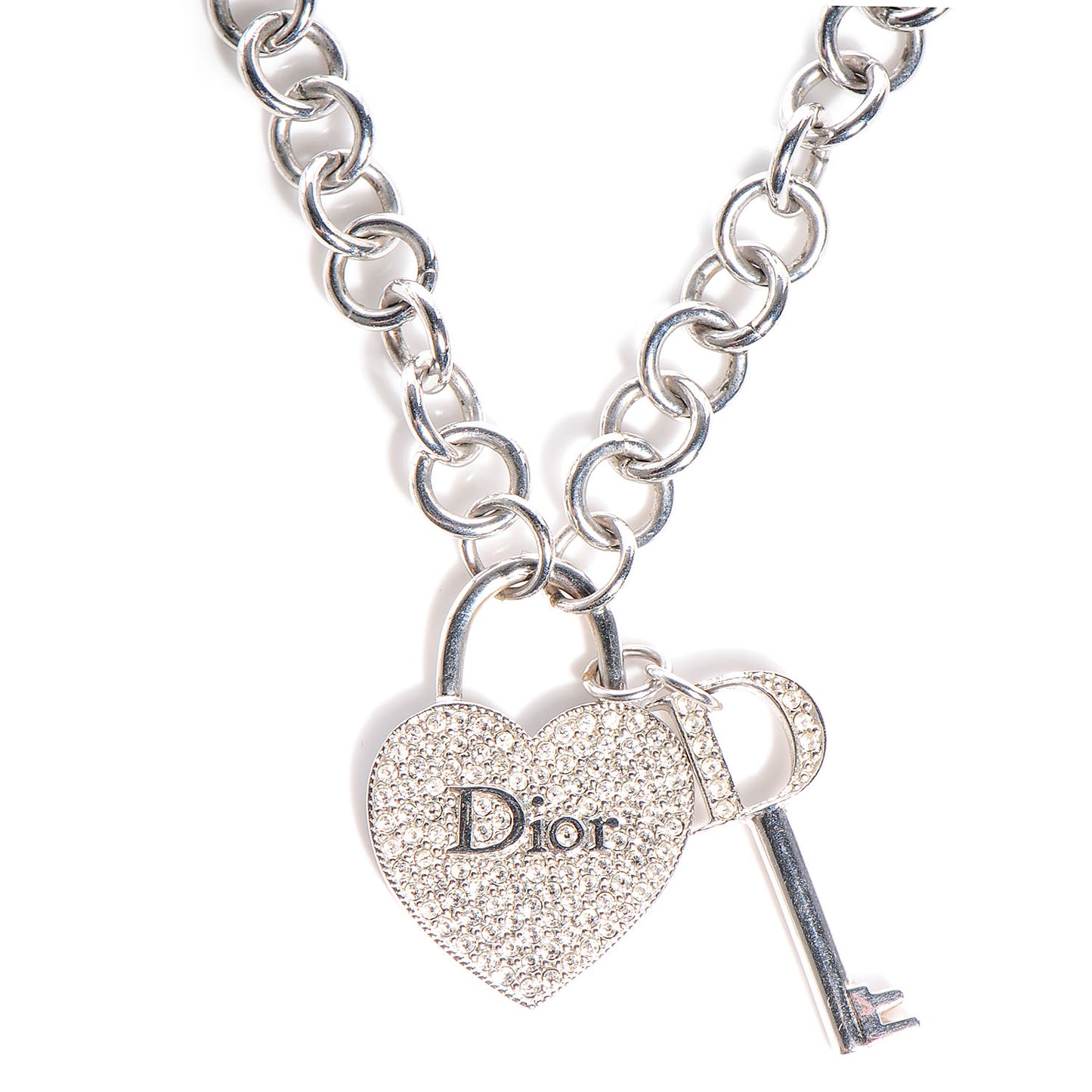 Crystal Heart and Key Necklace