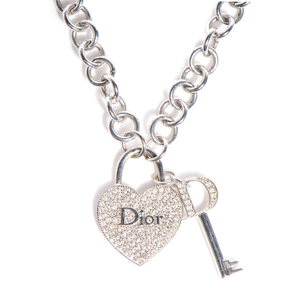 Christian Dior Crystal Heart and Key Necklace 1 of 5