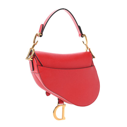 Christian Dior Grained Calfskin Mini Saddle Bag Red 3 of 8