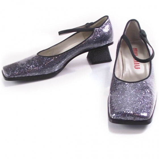 Miu Miu Glitter Strappy Pumps Silver 1 of 6