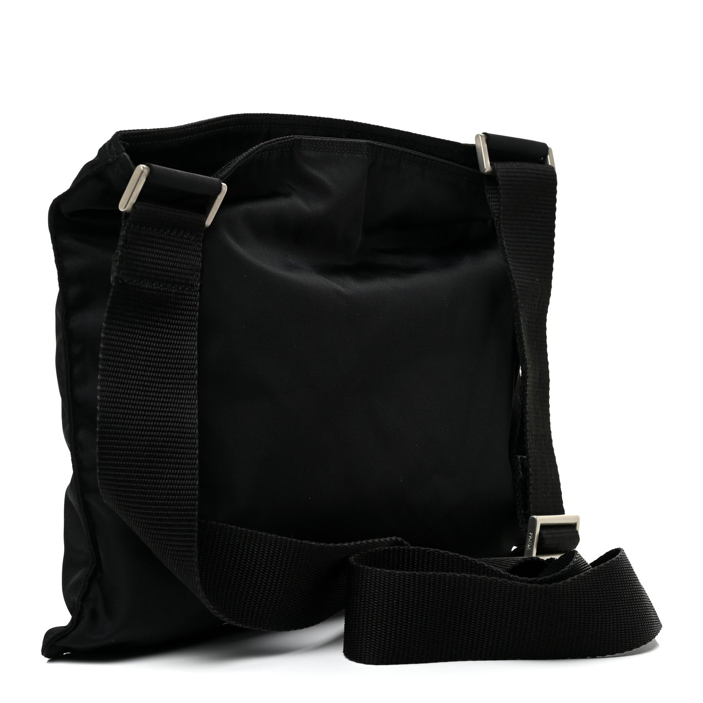 Nylon Saffiano Flat Messenger Bag Black