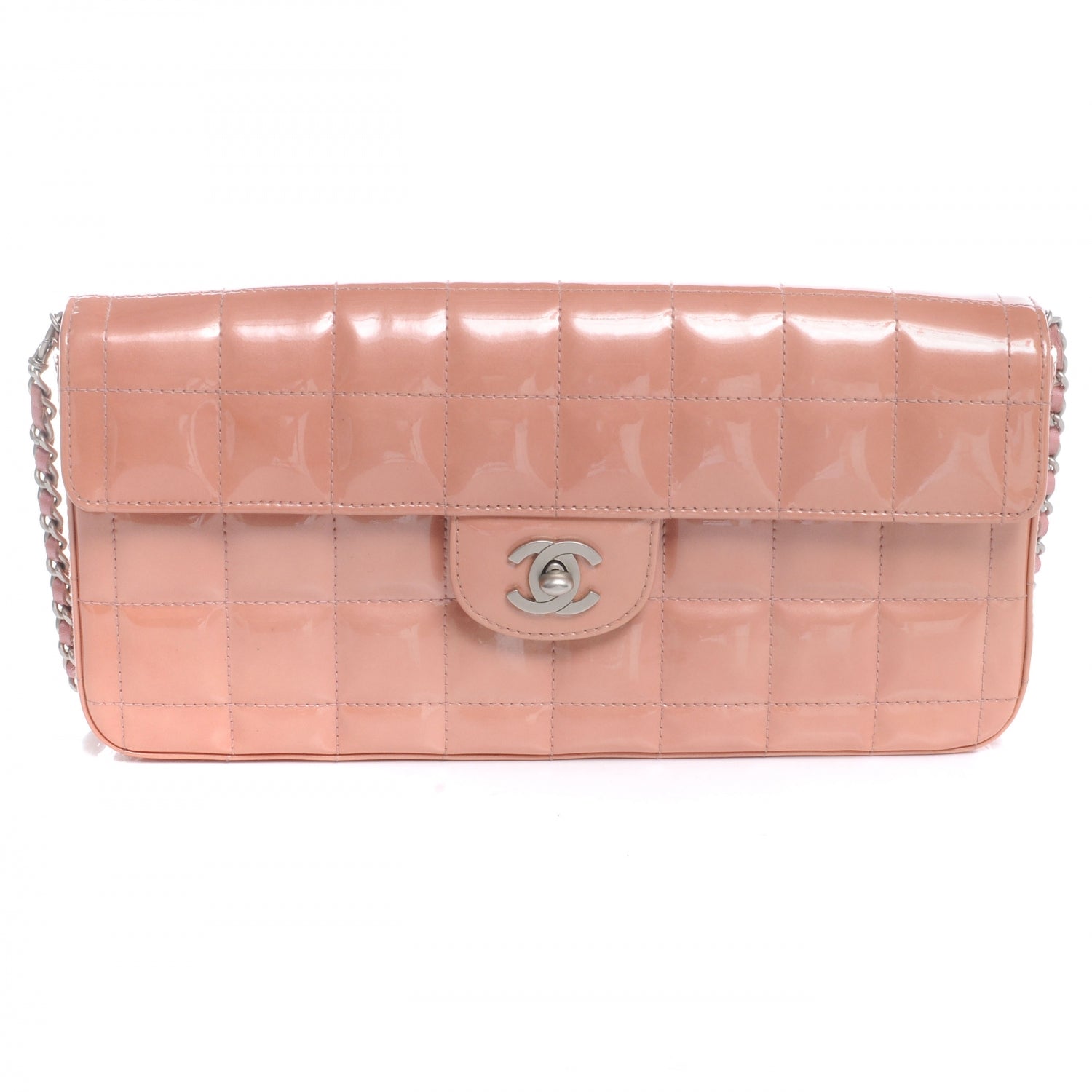 Chanel Patent East West Chocolate Bar Flap Coral 1 of 7