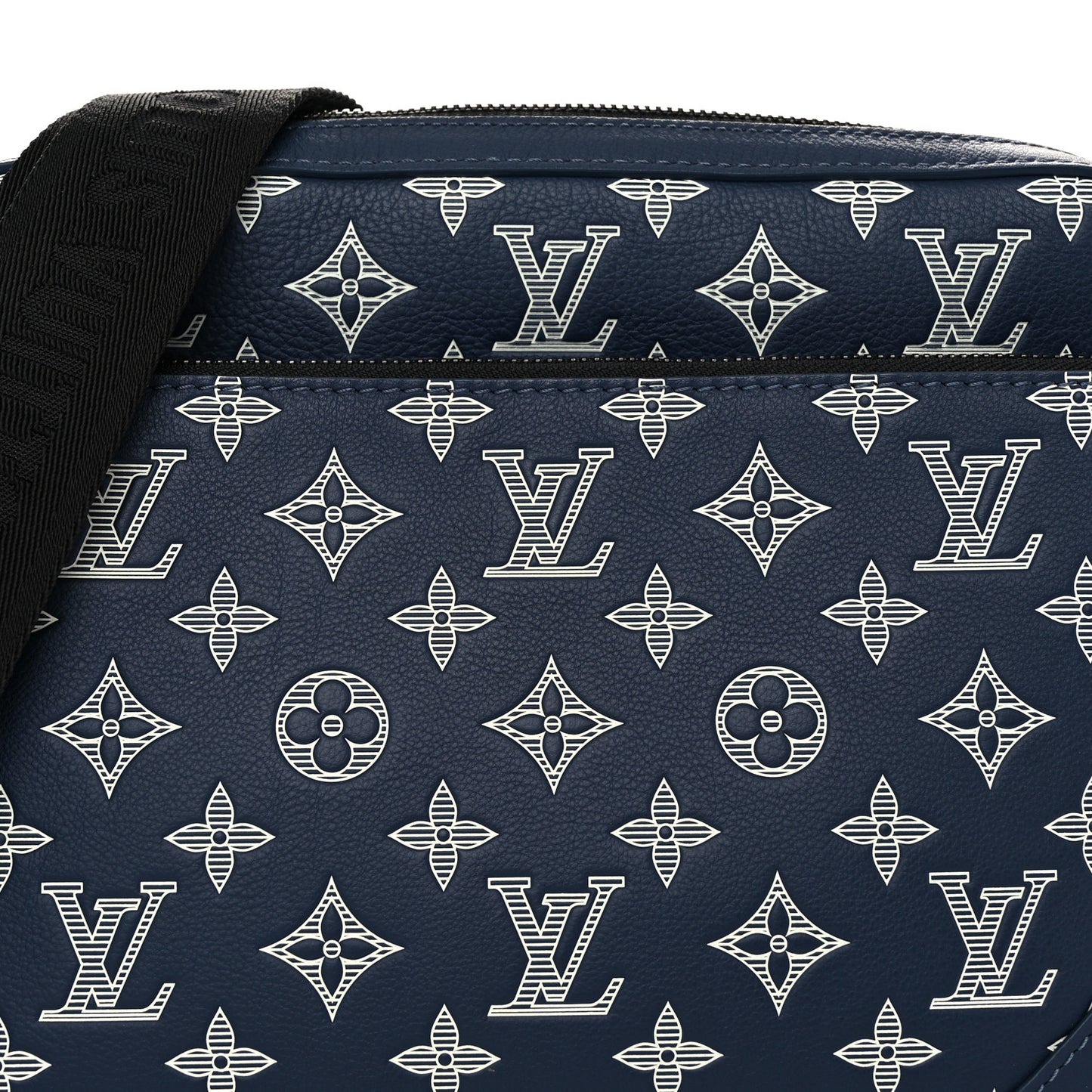 Calfskin Monogram Shadow Trio Messenger Navy White