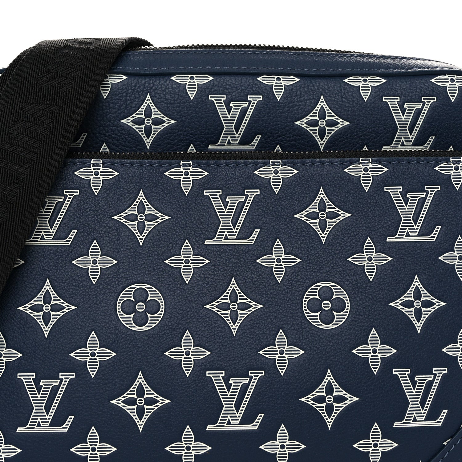 Louis Vuitton Calfskin Monogram Shadow Trio Messenger Navy White 7 of 9