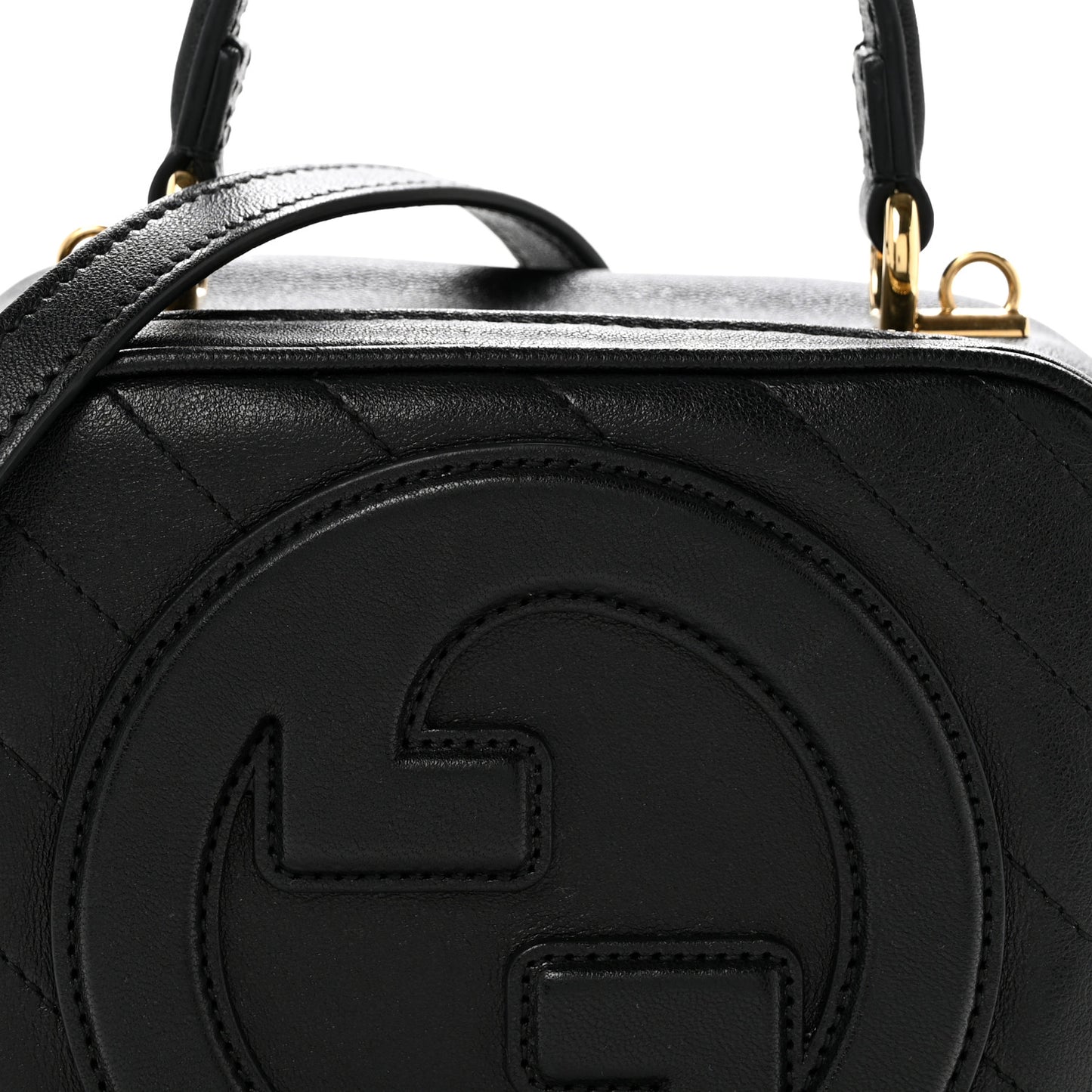 Sakai Be Green Calfskin Diagonal Stitched Blondie Top Handle Bag Black