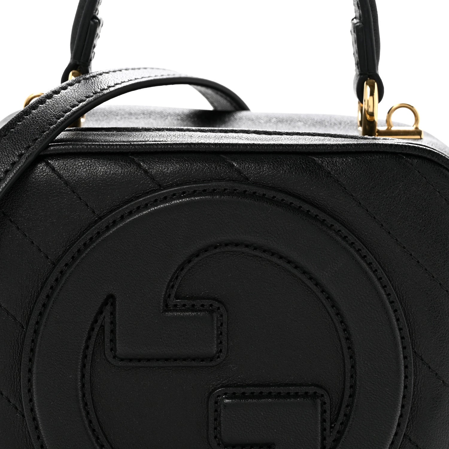 Gucci Sakai Be Green Calfskin Diagonal Stitched Blondie Top Handle Bag Black 8 of 14