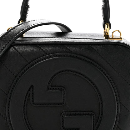 Gucci Sakai Be Green Calfskin Diagonal Stitched Blondie Top Handle Bag Black 8 of 14