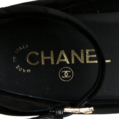 Chanel Velvet Strass CC Bow Mary Jane Flats 38.5 Black 7 of 10
