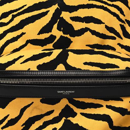 Saint Laurent Canvas Zebra Print City Backpack Yellow Black 7 of 14