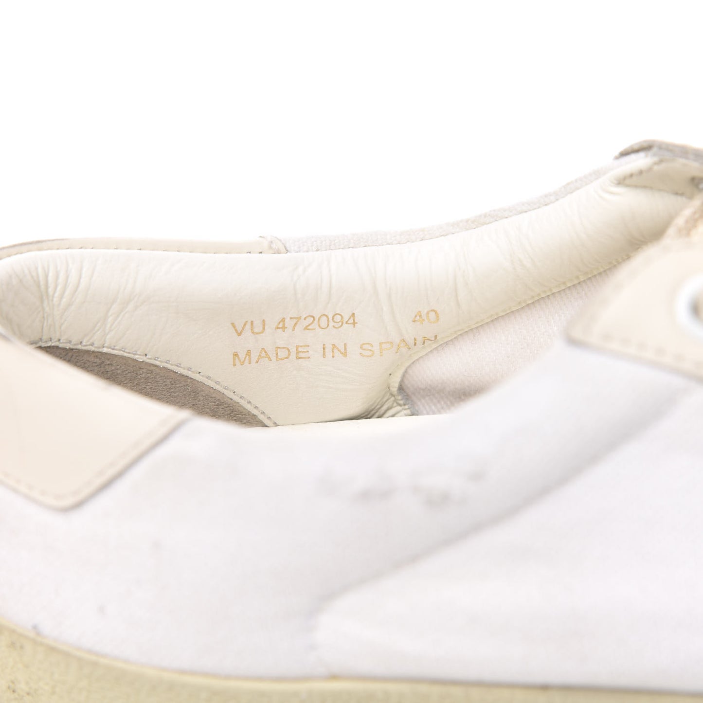 Distressed Canvas Court Classic Sneakers 40 White