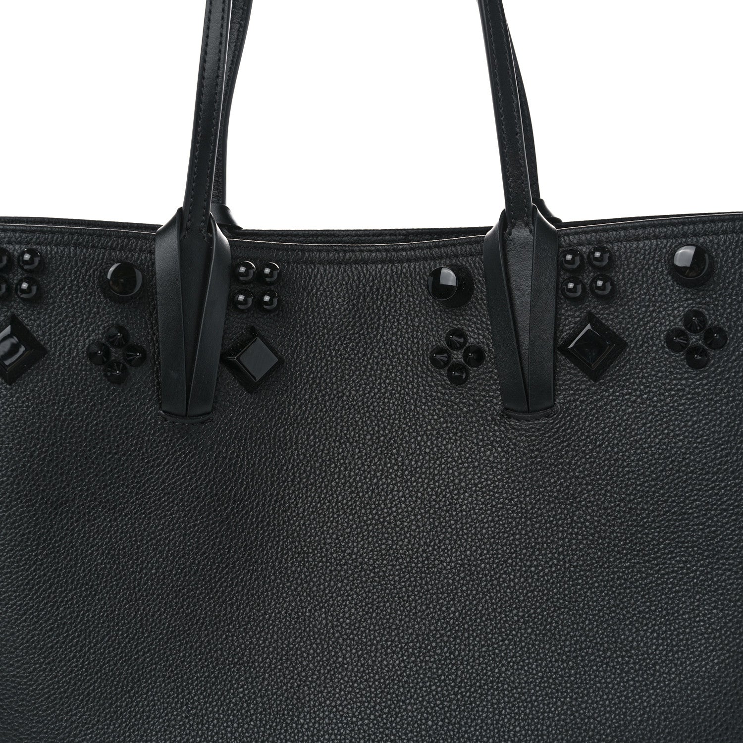 Christian Louboutin Calfskin Empire Spike Studded East West Cabata Tote Black 9 of 12