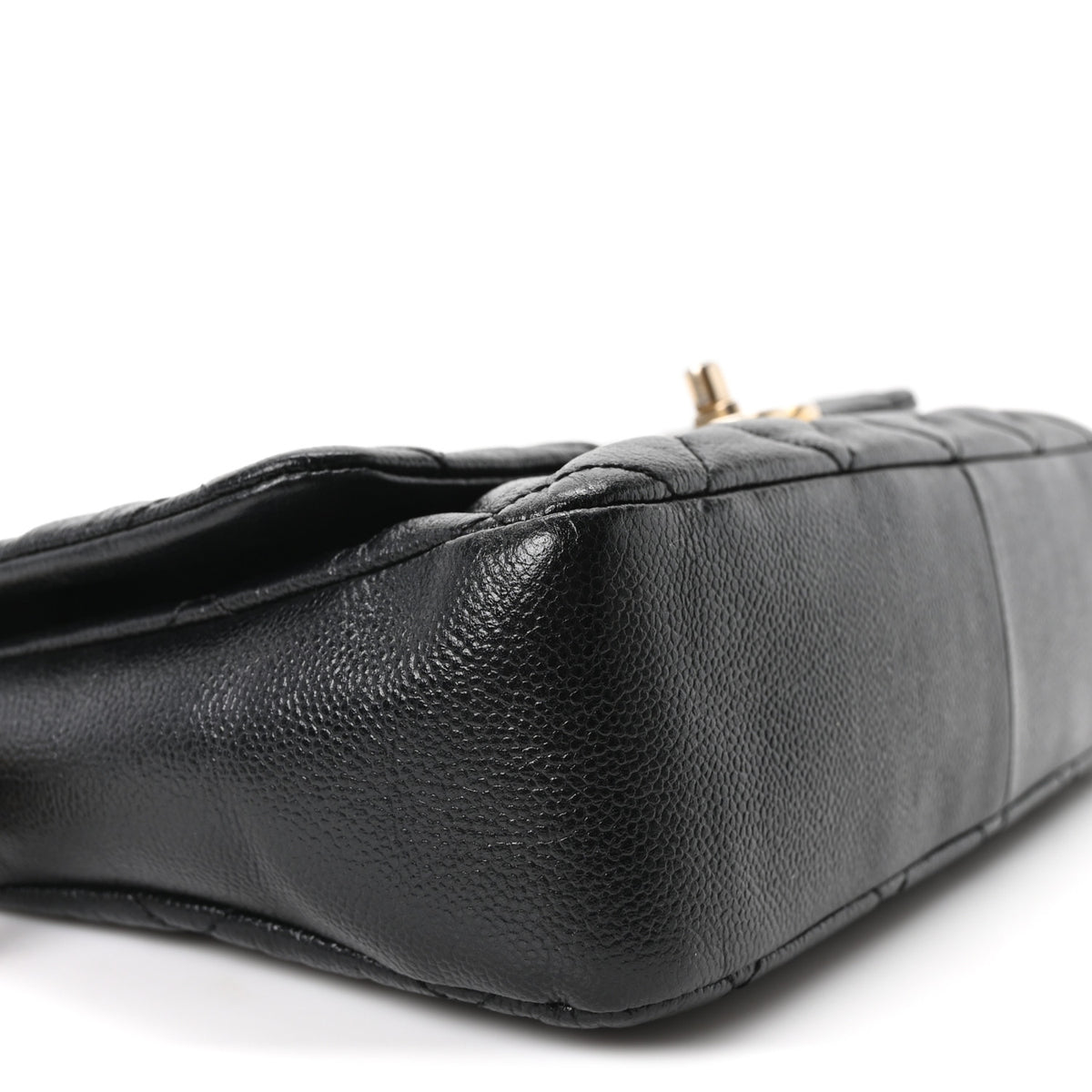 Shiny Caviar Quilted Large Chain Melody Flap Black