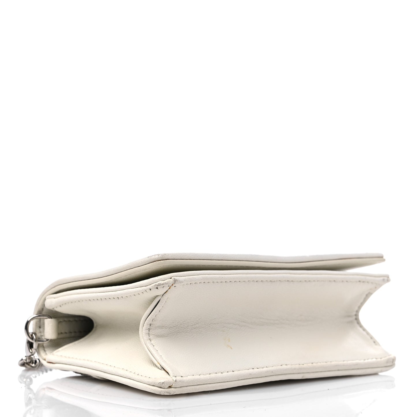 Lambskin Sequin Baby Diorama Flap Bag White