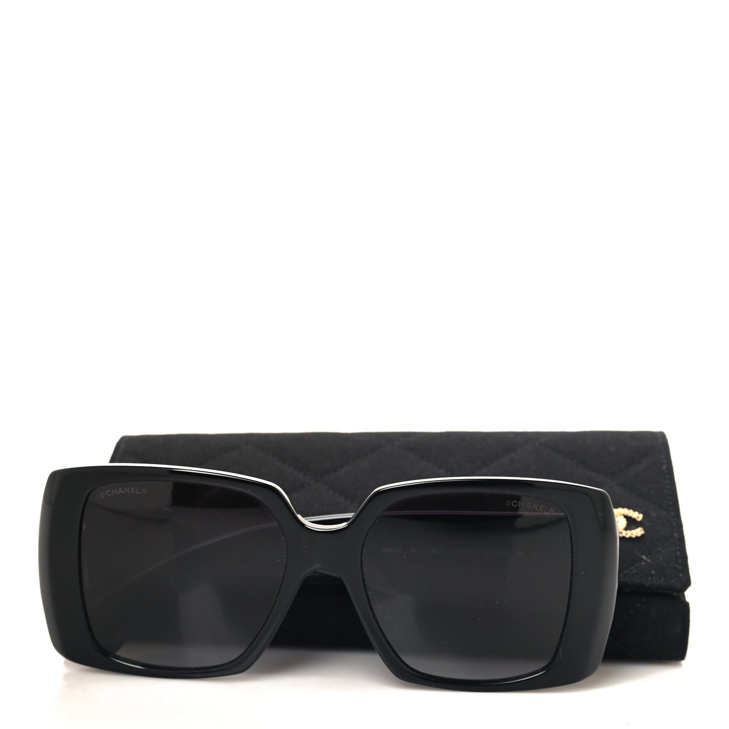 Chanel Acetate Rectangle Sunglasses 71551A Black Gold 7 of 7