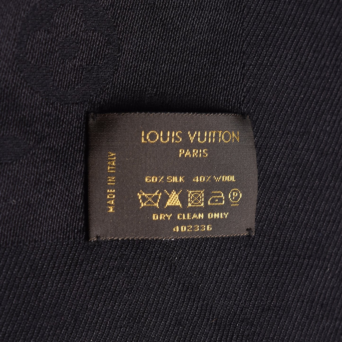 Silk Wool Monogram Shine Shawl Black