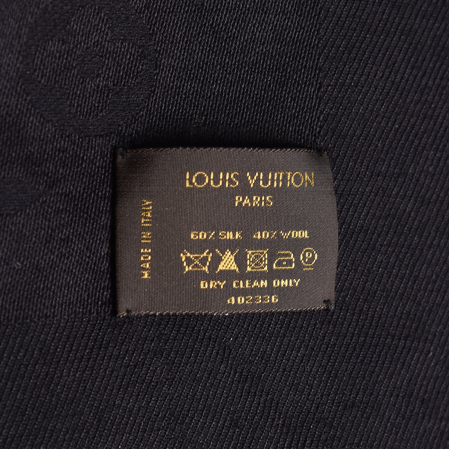 Louis Vuitton Silk Wool Monogram Shine Shawl Black 3 of 3