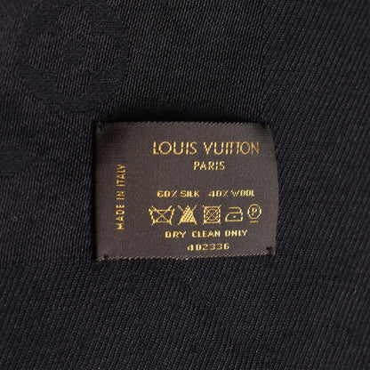 Louis Vuitton Silk Wool Monogram Shine Shawl Black 3 of 3