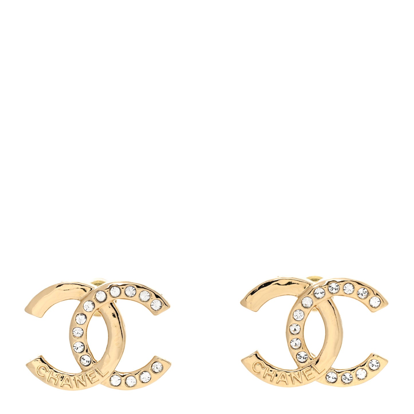 Crystal CC Logo Earrings Gold