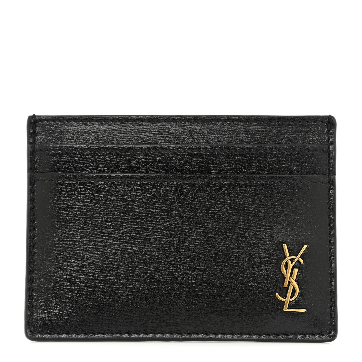 Calfskin Tiny Cassandre Credit Card Case Black