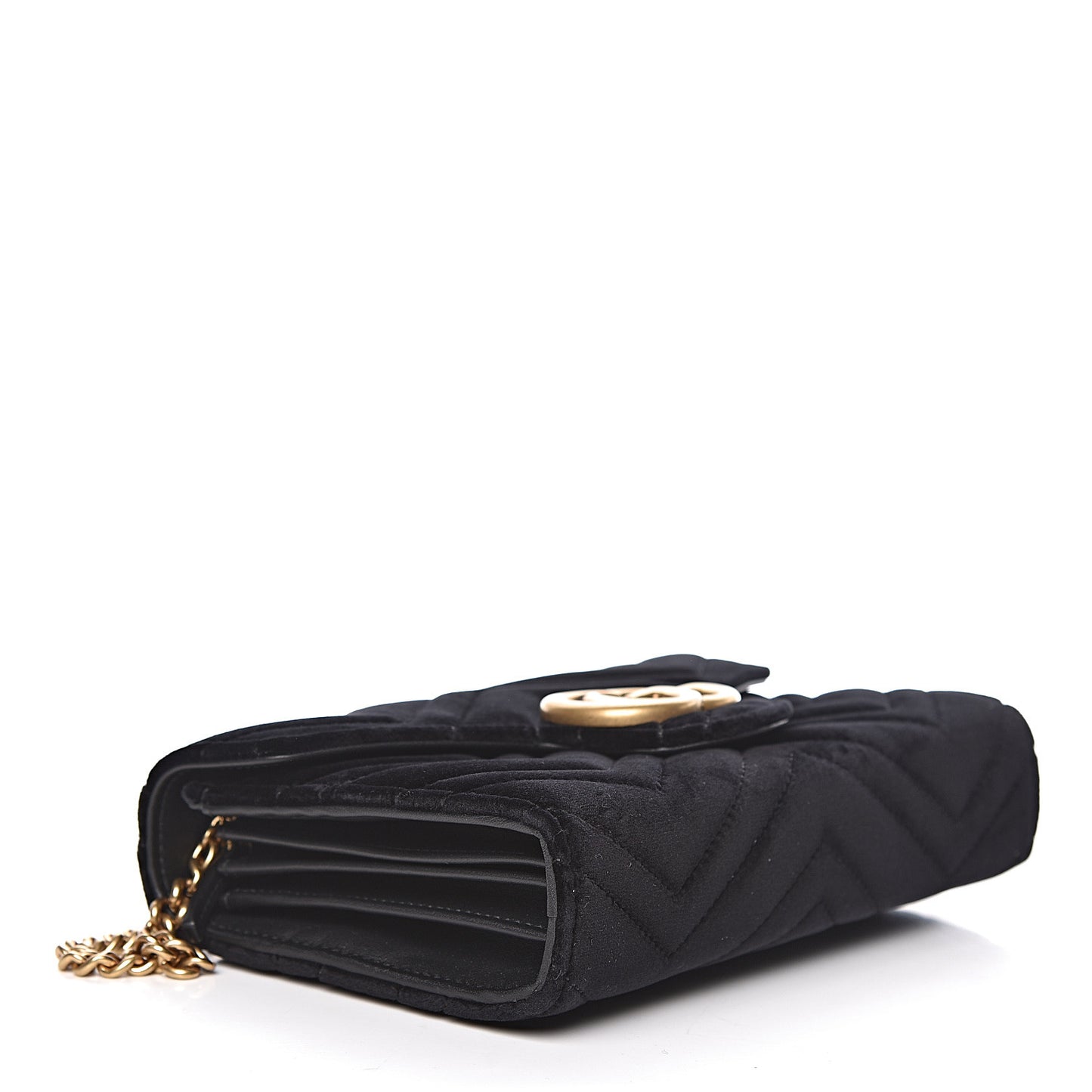 Velvet Matelasse GG Marmont Chain Wallet Black