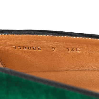 Gucci Softy Velvet Horsebit Mens Jordaan Loafers 9 Green Gemstone Black 9 of 11