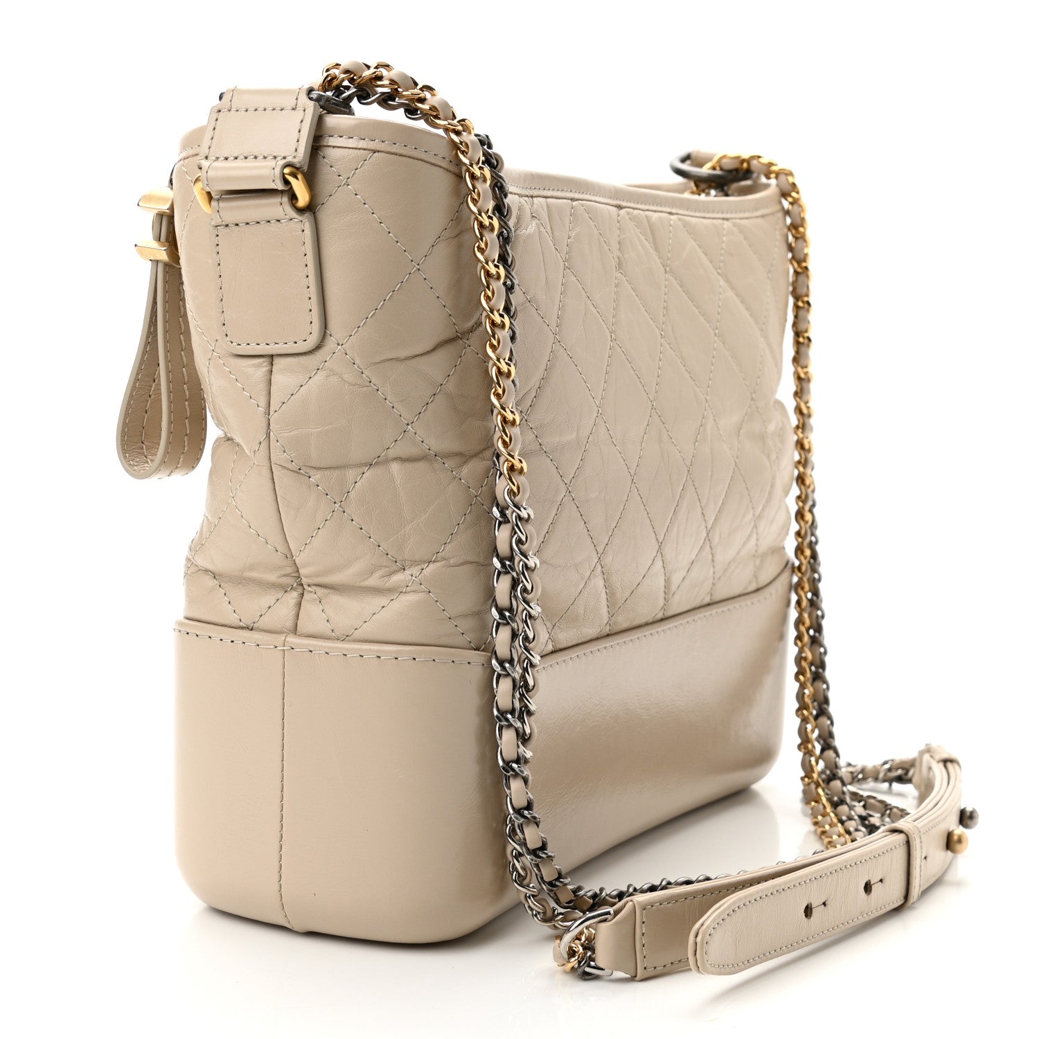 Chanel Aged Calfskin Quilted Medium Gabrielle Hobo Beige 3 of 13