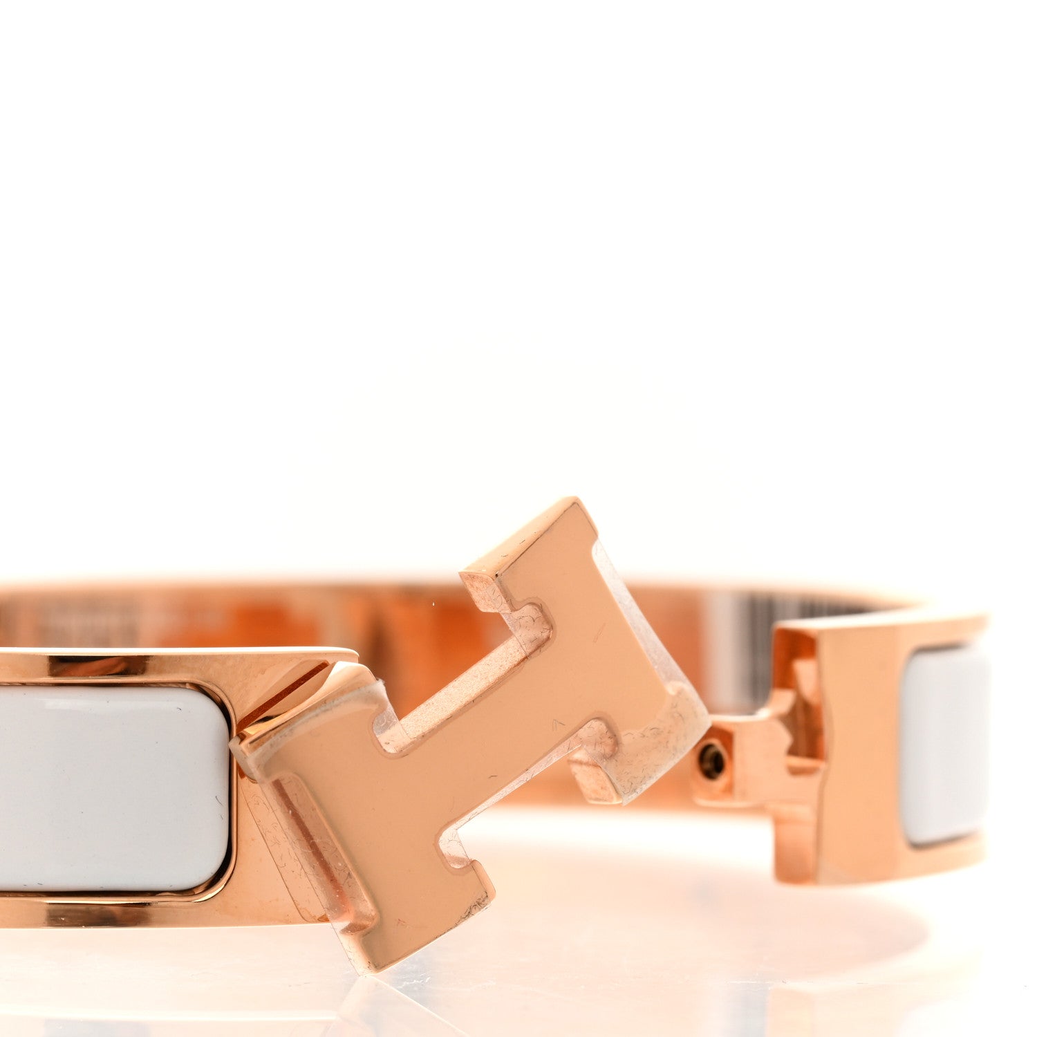 Hermes Enamel Narrow Clic Clac H Bracelet GM White 5 of 6