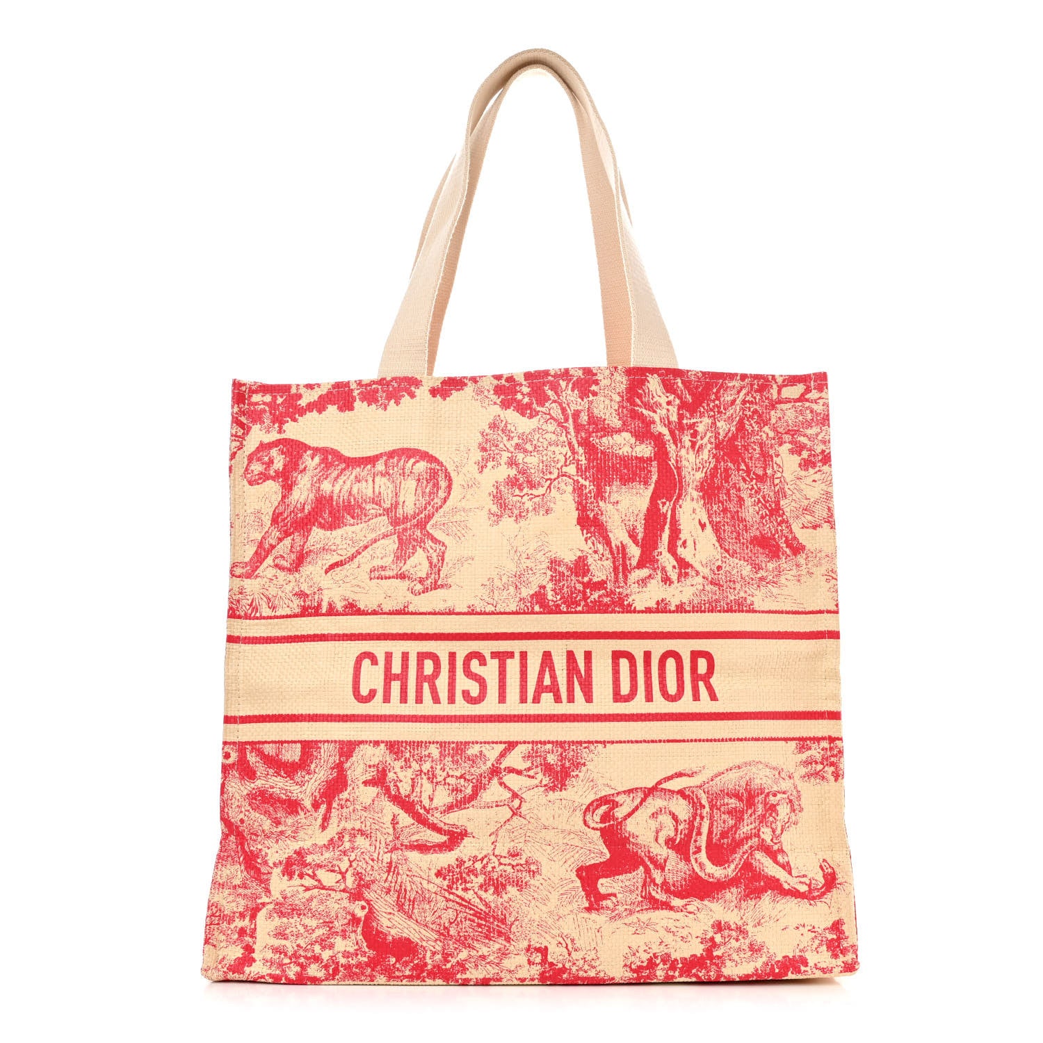 Christian Dior Straw Dioriviera Tote Red 1 of 10