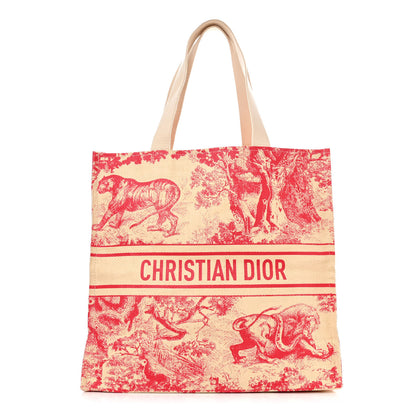 Christian Dior Straw Dioriviera Tote Red 1 of 10