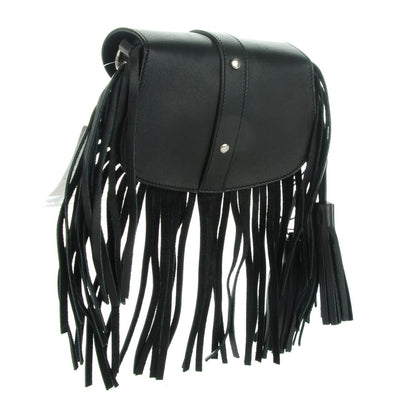 Saint Laurent Calfskin Mini Curved Fringe Saddle Bag Black 3 of 6