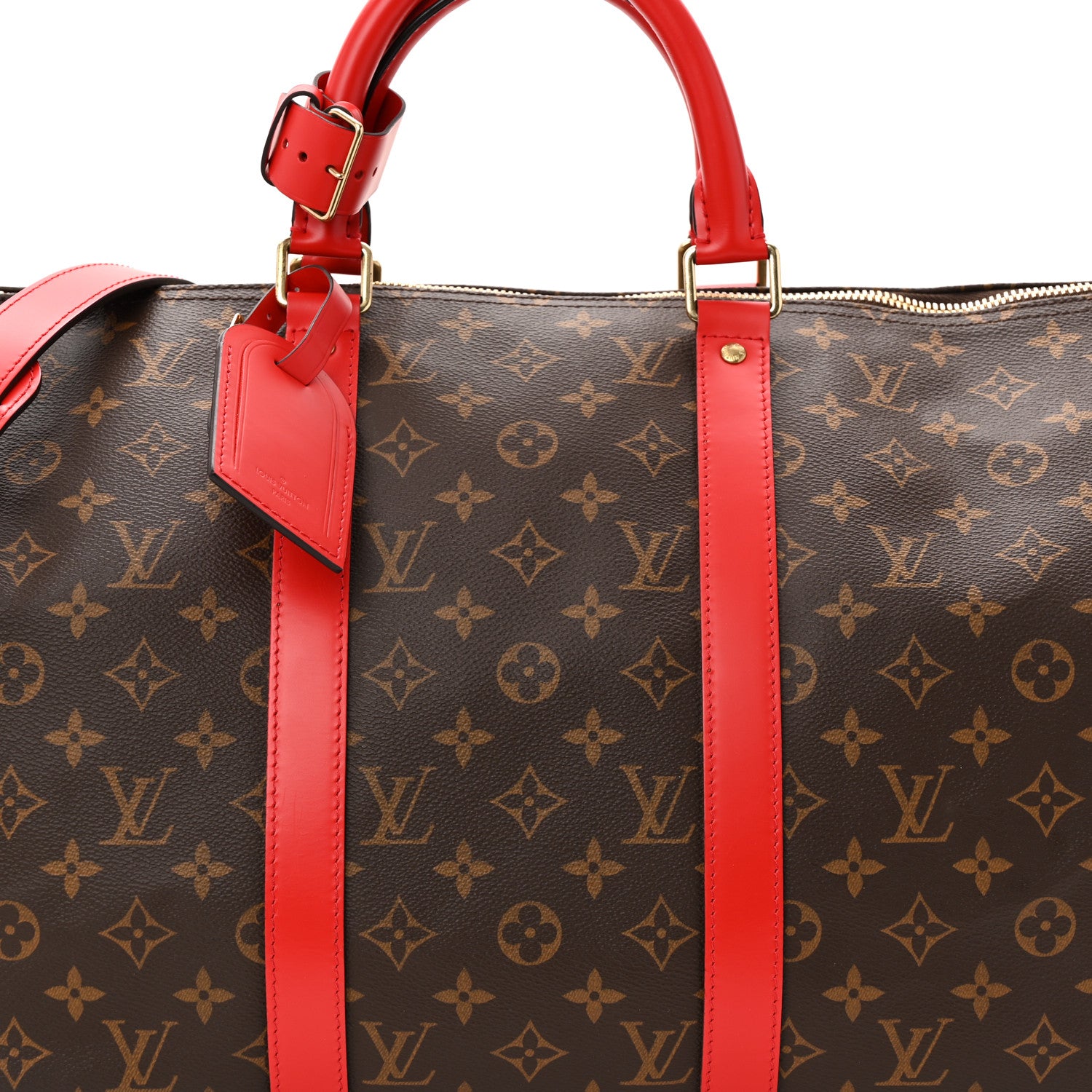 Louis Vuitton Calfskin Monogram Keepall Bandouliere 50 Coquelicot 7 of 9