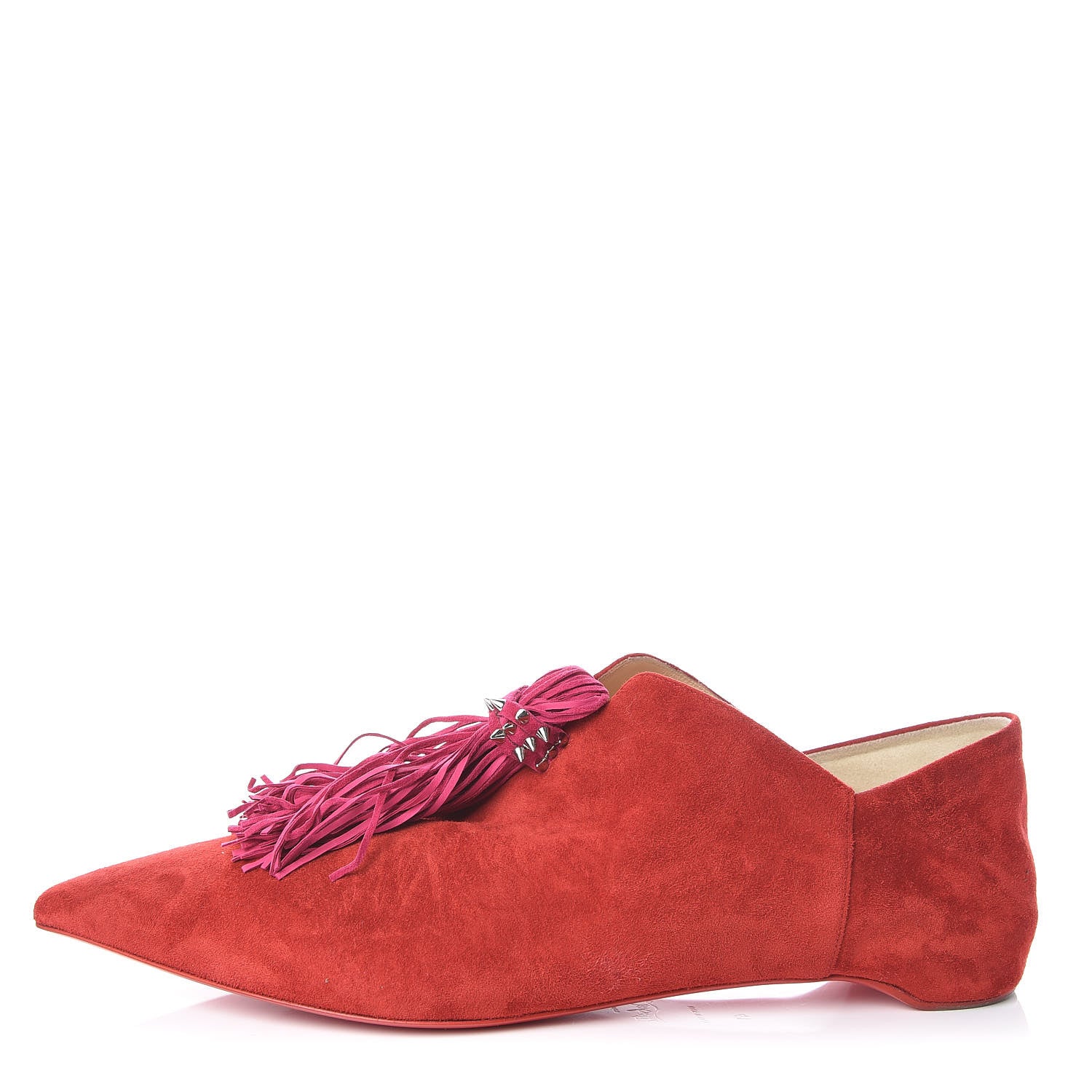 Christian Louboutin Veau Velours Medinana Flats 41 Rougissime Rosa 1 of 9