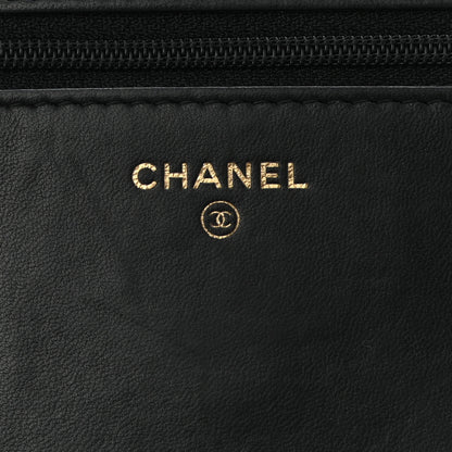 Chanel Lambskin Quilted Wallet On Chain WOC Beige Black 6 of 9