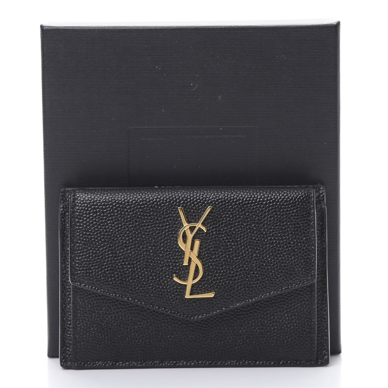 Saint Laurent Grain De Poudre Uptown Monogram Card Case Black 8 of 8