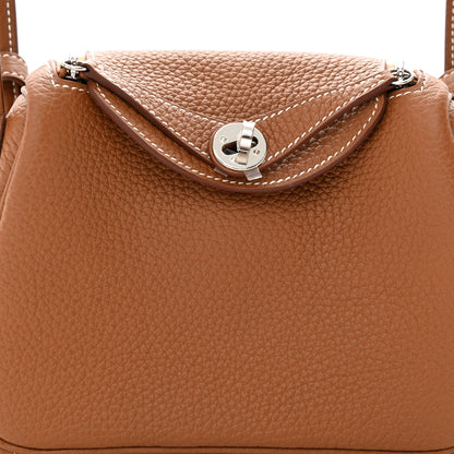 Hermes Taurillon Clemence Mini Lindy 20 Gold 8 of 11