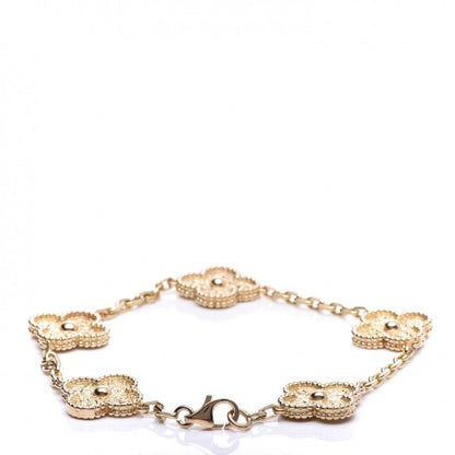 Van Cleef & Arpels 18K Yellow Gold 5 Motifs Vintage Alhambra Bracelet 4 of 7