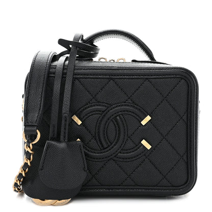 Chanel Caviar Quilted Small CC Filigree Vanity Case Black 1 of 11